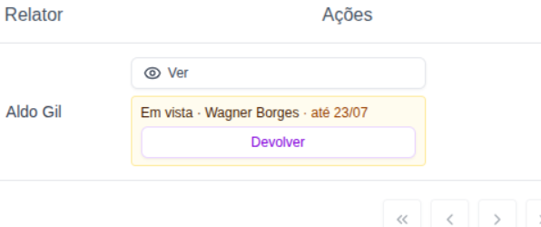 Linha Em vista com botão Devolver
