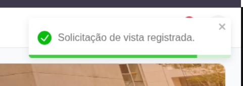 Aviso Solicitação de vista registrada