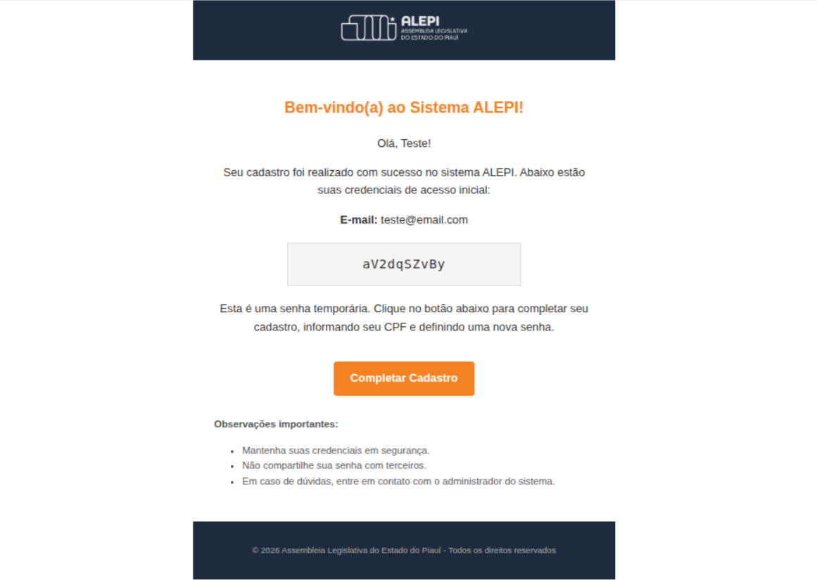 E-mail de Provisionamento TI