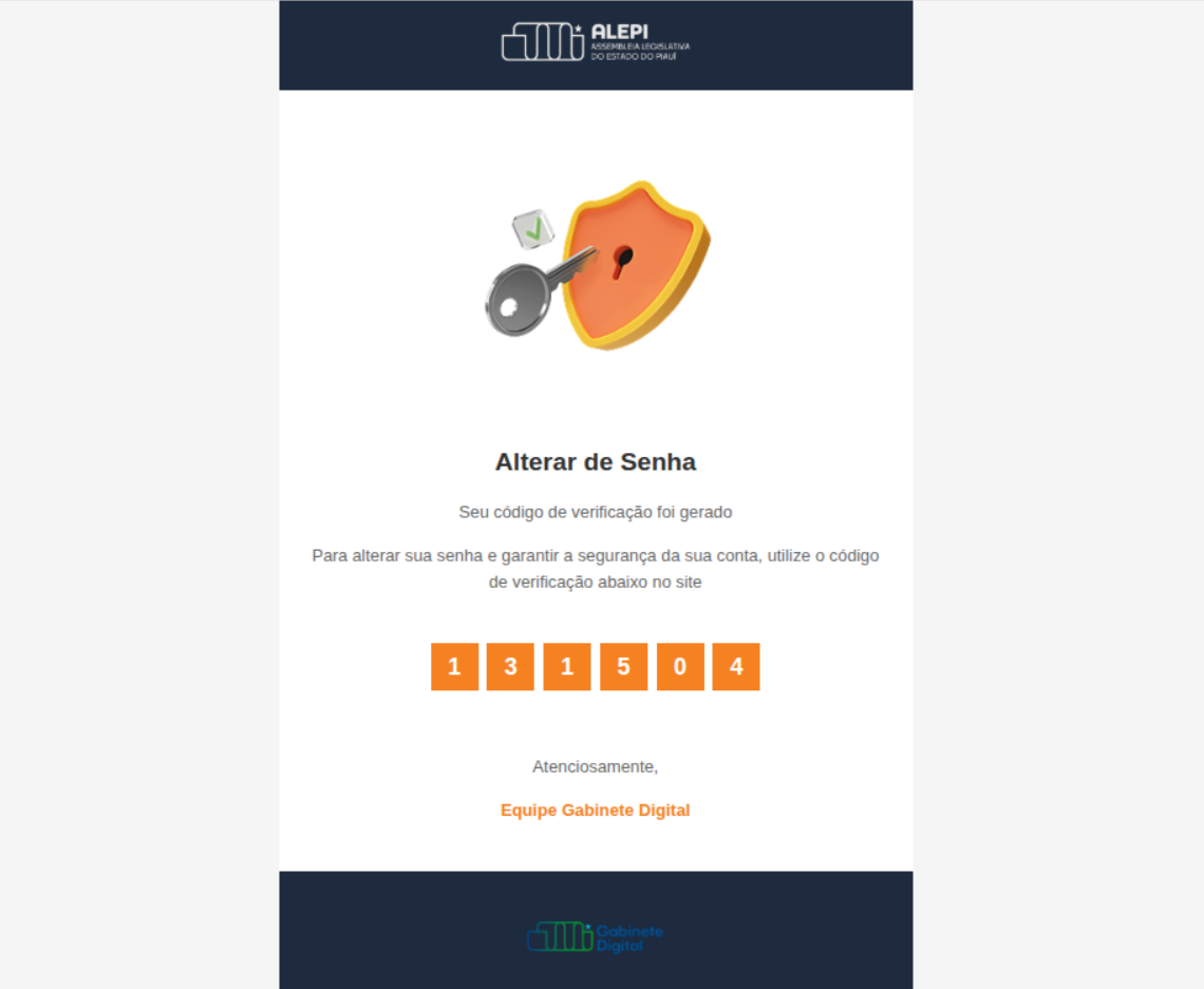 E-mail com Código de Recuperação