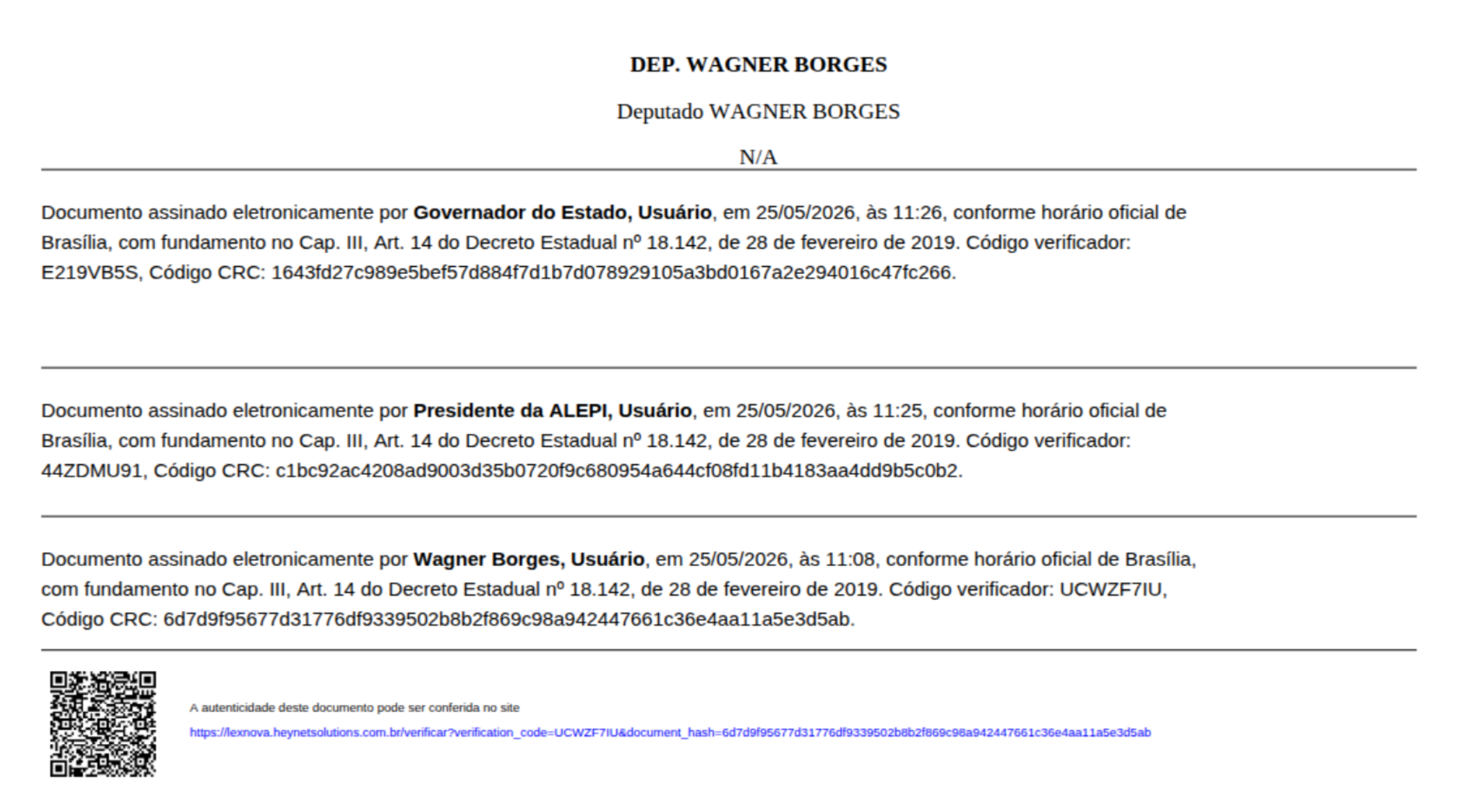 Exemplo de Assinatura Digital e QR Code